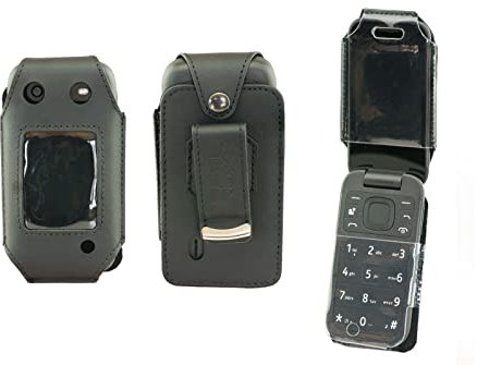 caseroxx Ledertasche mit Gürtelclip für Nokia 2660 Flip in schwarz – robuste Handy-Tasche mit Sichtfenster & Gürtelclip aus Echtleder, ideal für Beruf, Freizeit, Outdoor & sicheren Transport