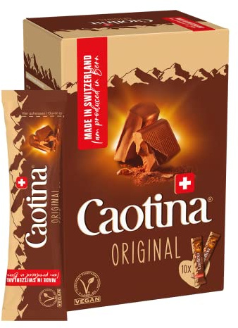 Caotina Original Trinkschokolade Sticks Tassenportion - Kakao-Pulver für heiße Schokolade mit echter Schweizer Schokolade - Cacao nachhaltig und zertifiziert - einzeln verpackt, 150 g
