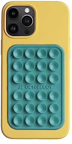 OCTOBUDDY MAX || Supporto adesivo con ventosa in silicone || Compatibile con iPhone e Android, supporto antiscivolo per accessori mobili per selfie e video (MAX - turchese)
