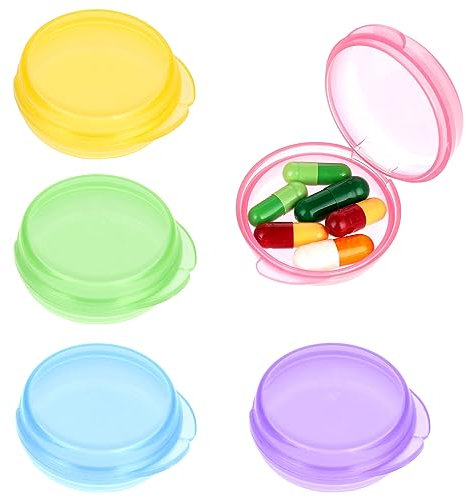WLLHYF Petit Pilulier Boîte 5 Pcs Portable Mini Voyage Pilulier Médicament Organisateur Transparent Rond Vitamine Conteneur pour Les Voyages En Plein Air