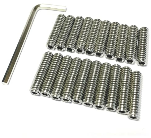 ZDingTech 20pcs Set Screws 1/4-20 x 1 inch 304 Stainless Steel Allen Head Hex Socket Set Screws Grub Hex Head Sockets with 1/8 Allen Wrench.(1 Length)