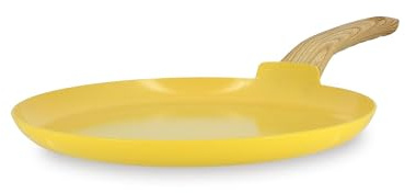 MENASTYL - Crêpière 26cm avec revêtement antiadhésif céramique (Sans PFAS/Sans PTFE) tous feux dont induction - En Aluminium - Gamme Colorama - Safran - 6020840