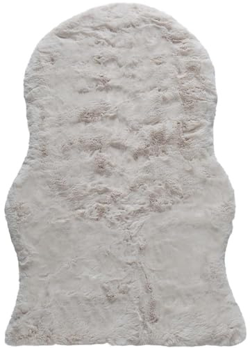Knutzen Wohnen Arvid Deluxe Kunstfell Teppich Groß 55 x 160 cm Ivory - Lammfell Teppich - Fellteppich Groß - Lammfell Schafsfell Imitation - Dekoratives Element für jeden Wohnraum
