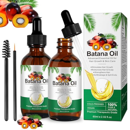 Batana Öl für Haare, 120ML Batana Oil für Kopfhaut Stimuliert Haarwachstum und gegen Haarausfall, Macht Ihr Haar Glatter für Haare, Wimpern, Augenbrauen, Haut