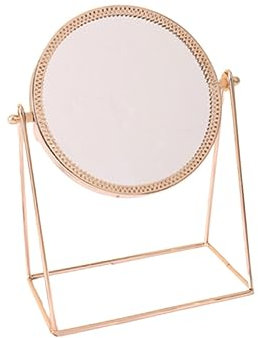 HAPINARY Heimspiegel kosmetikspiegel Makeup Spiegel Makeup led Mirror rundspiegel runder Spiegel dekorativer Tischspiegel Metallspiegel Schminkspiegel für Mädchen Haushalt Roségold Reisen