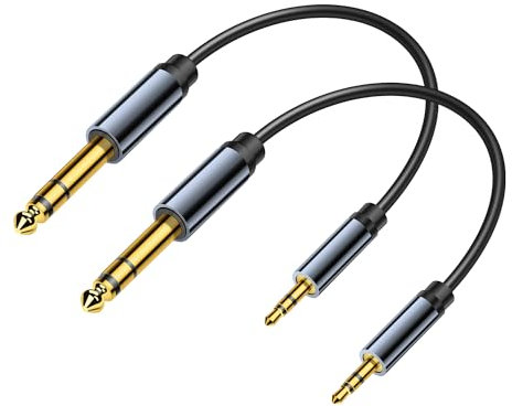 JSADZKJ 3.5mm to 6.35mm TRS Stereo Cable 1/4 Male to 1/8 Male TRS Stereo Audio Aux Cable 30CM 1/8” to 1/4 Headphone Jack Audio Adapter for Mixer Amplifier Guitar HomeTheater 2 Pcs