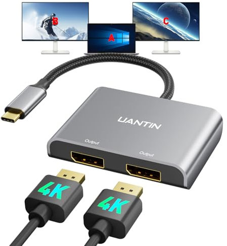 UANTIN USB C to Dual DisplayPort Adapter
