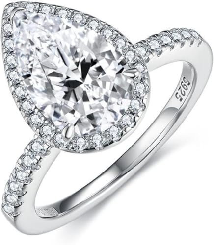 2,5 Karat 18K Gold Birnenschliff Moissanit Verlobungsringe für Frauen D Farbe VVS1 Moissanit Ringe Schmuck S925 Sterling Silber Frauen Diamant Ringe (9)