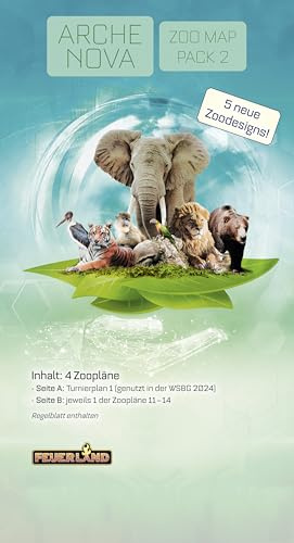 Arche Nova Zoo Map Pack 2, Grün, Braun, Blau und Grau | 2. Zooplan-Ergänzung zu Arche Nova: 4 neue Zoopläne mit 5 neuen Zoodesigns (Plan 11-14, T1), nur mit Arche Nova spielbar