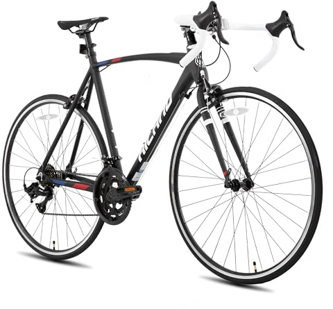 Hiland 28 Inch Road Bike, 14 Speeds, Light Weight Aluminum 570mm Frame 700C Road Bike, 700C Racing Bike for Men Women, Black