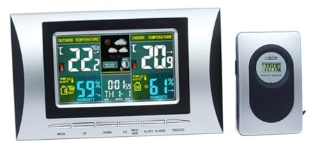 Cabilock Wireless Digital Alarm Clock Mit LCD-Display Und Temperaturüberwachung Wetterstation Für Innen Und Außentemperatur WLAN-fähig Akkubetrieben Oder Netzbetrieb Für Zuhause