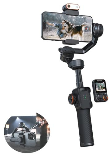 Hohem iSteady M7 Gimbal Stabilizer for Smartphone, 3-Axis Phone Gimbal, Gimbal Stabilizer for iPhone & Android, AI Tracking Sensor with Fill Light, 1.4 Detachable Touchscreen Remote Control