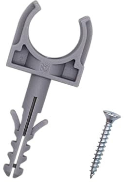 SKIR'CO (8 pezzi) clip per tubi, morsetti in plastica per tubi da 16 mm, morsetti per tubi di tipo U, ganci per tubi, clip per tubi, viti incluse