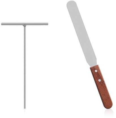 LERANXIN 2 Pezzi Crepes Distributore e Spatola in Acciaio Inox,Spatola per Crepes,Cucina Accessori in Acciaio Inox,Crepe Maker Accessori,Stendi Crepes,Strumenti per Crepes,Pancake,Cucina,Cottura