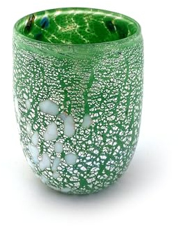 MAZZEGA ART & DESIGN - Verre en verre de Murano Giorgione, soufflé et travaillé à la main dans l'île de Murano. Ligne « Les couleurs de Murano » 350 ml. Fabriqué en Italie (VERt)