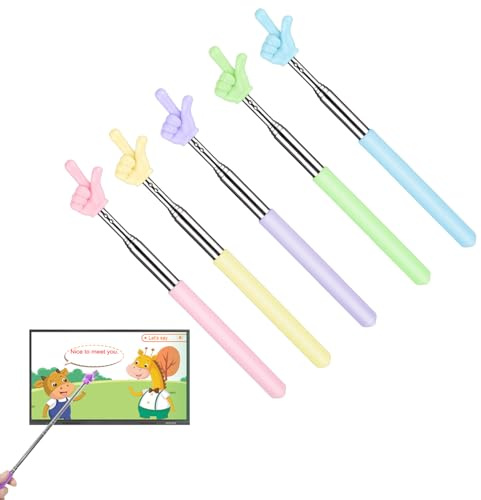 5 punteros de dedos, puntero extensible, puntero para aula, puntero retráctil, mini lápiz educativo de mano, para interacción personal en el aula (5 colores)