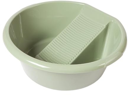 perfk Bacinella per bucato portatile, ispessita, per uso domestico, con vasca per lavare integrata, per calzini, pantaloni, biancheria intima, magliette, Verde