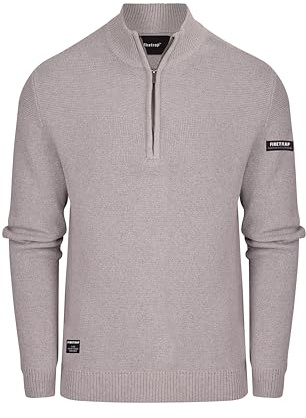 Firetrap Men's Fashion Designer 1/4 Zip Jumper - Cotton Blend Warm Winter Quarter Zip Pullover Sweaters - Heavyweight Knitted Knitwear Jumpers, Casual Smart 1/2 Half Zipper Mens Clothing