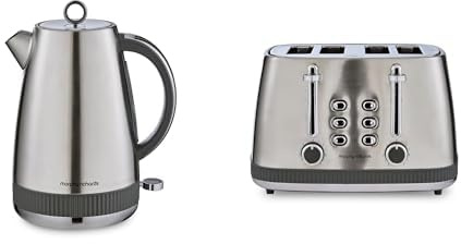 Morphy Richards Mexborough Kettle & Toaster Bundle, 1.7L, 3KW Rapid Boil Kettle & 4 Slice Toaster Set, Easy Operation, User Friendly, Matching Set, Grey Trim, 102902 | 242902