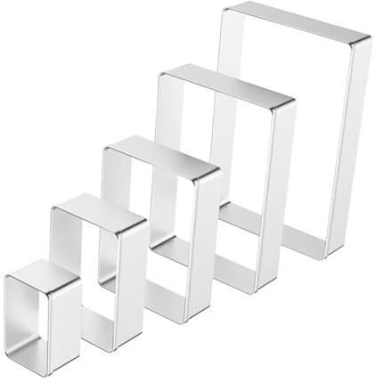 DIYEAH Lot de 5 Faciles à Nettoyer Moules à Biscuits Multifonctionnels Décoration Fondant Emporte-pièces Rectangulaires en Acier Inoxydable Fabrication de Cookies | Argenté, Nettoyage Facile, Multifonctionnel, Fiable, pour Gâteaux et Pâte