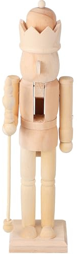 Veemoon Casse-Noisette en Bois Vierge à Décorer – Figurine Soldat de Noël 38 CM – Décoration DIY Solide et Base Stable pour Maison Bureau et Fête de Noël