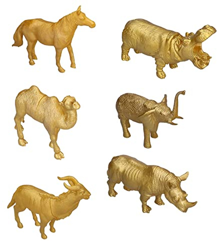 Segrehy Set di figurine di animali dello zoo dorato di simulazione di lunga durata in PVC per l'ingresso del soggiorno di 3 anni