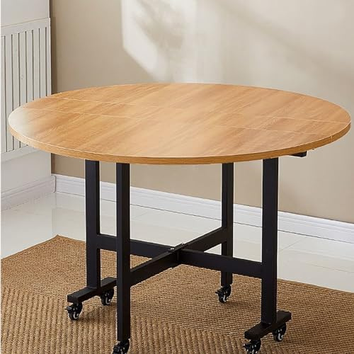 Tavolo da pranzo allungabile con bordi rotondi, tavolo da cucina pieghevole su 6 ruote, versatile scrivania pieghevole per sala da pranzo, ufficio, lavoro e studio