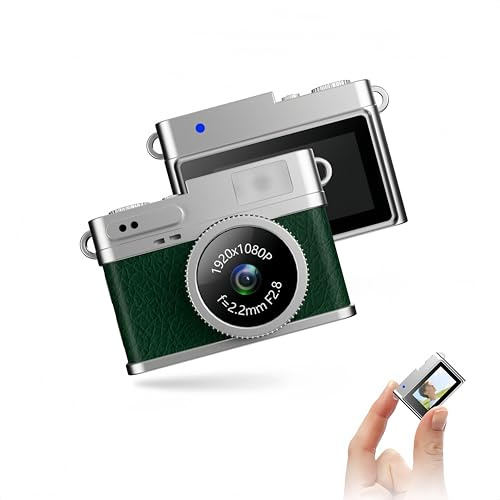 Porte-clés rétro avec mini appareil photo numérique 8 MP, stabilisation d'image HD LCD 0,96, USB, 32 Go gratuit, cadeau (rétro, vert)