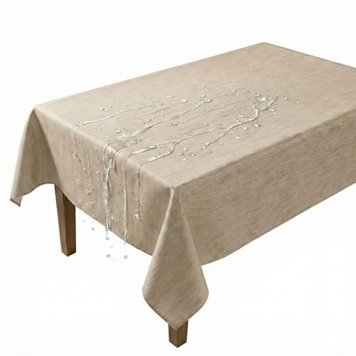 Artwelt Wachstuchtischdecke Abwaschbar PVC (170X140cm, Sand Beige)