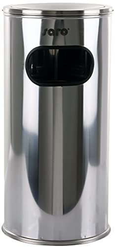 Saro Abfallsammler mit Aschereinsatz – Edelstahl - 300×300×605 mm – 18 L – Verzinkter Innenbehälter – Kunststofflippe – Modell REMCO