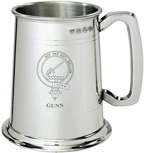I LUV LTD Gunn Clan Crest Chope Tankard 1 Pinte Étain