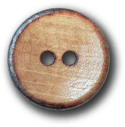 5er Set urige Zweiloch Knöpfe aus echtem Holz mit rustikalem Charme/hell bis mittelholzfarben mit Brand-Optik/Holzknöpfe/Ø ca. 18mm