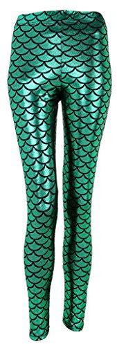 Ayliss ny sjöjungfru fiskvåg tryckta leggings stretch tighta byxor
