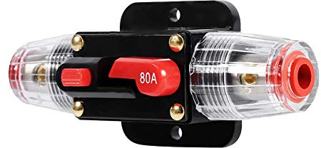 Keenso Auto Radio Sicherungsautomat, Boot Radio 12V-24V 50A-100A Wasserdicht Hochspannungsschutz Sicherungautomat Leistungsschalter Sicherungshalter für Auto Boot（80A）