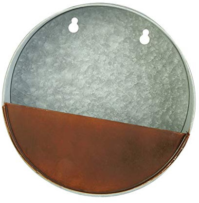 Topadorn Blumentopf zum Aufhängen, verzinkter Metallbehälter, Wandtasche, Garteneimer für Innen- oder Außenbereich, Balkon, Terrasse, rund, 30,5 cm hoch