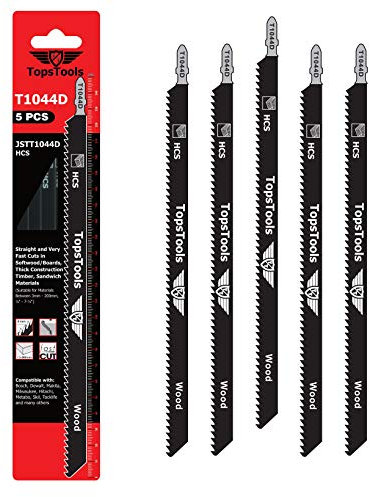 5 x TopsTools JSTT1044D T1044D 250mm di lunghezza per tagli puliti e veloci lame per seghetto alternativo per legno