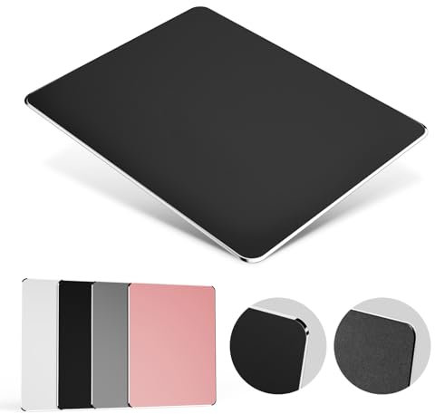HONKID Aluminium Metall Mauspad Gaming Mouse Pad Aluminium-Mausunterlage, Mauspad mit Glatter Präzisionsoberfläche und Rutschfester Gummibasis für Laser-/optische Maus,Schwarz(23x18x0,2cm)