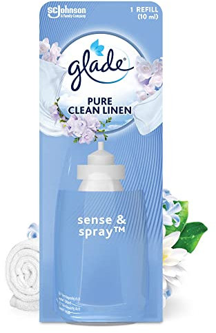 Glade Sense & Spray Air Freshener Refill, Motion Activated Automatic Room Spray and Odour Eliminator for Home, Clean Linen, 8 Refills (8 x 18ml)