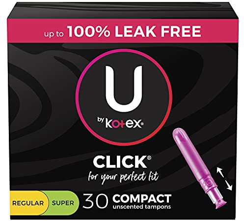 U By Kotex Klick-Tampons, Multipack, regulär/super Saugfähigkeit, geruchlos, 30 Stück (Verpackung kann variieren), 0,2 kg