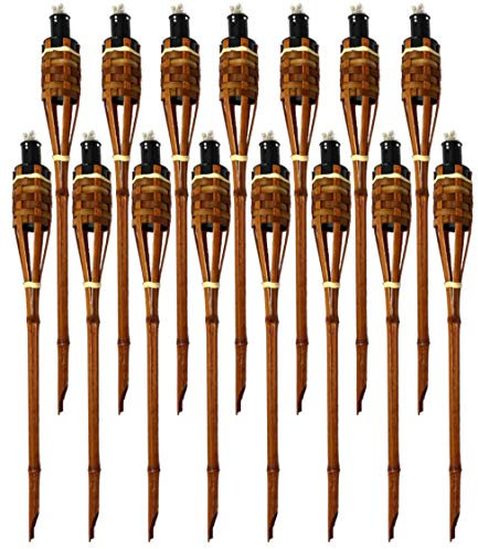 Moritz 15 antorchas de bambú Deluxe 90 cm marrón oscuro antorchas de jardín antorchas de aceite jardín decoración lámpara de aceite para caminos