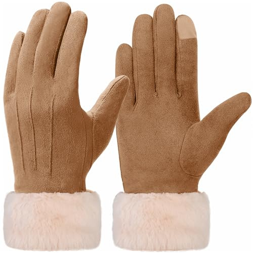 Vagasi Handschuhe Damen Winter Touchscreen Gloves Warme Handschuhe | Damen Winddichte Winterhandschuhe mit Gefütterte Thermo-Handschuhe für Skifahren Fahren Wandern Geschenk Warme Weihnachten
