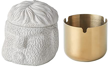 Cubo de basura, acero inoxidable, apto para exterior, balcón, a prueba de olores, también es adecuado como decoración de mesa (3, blanco)