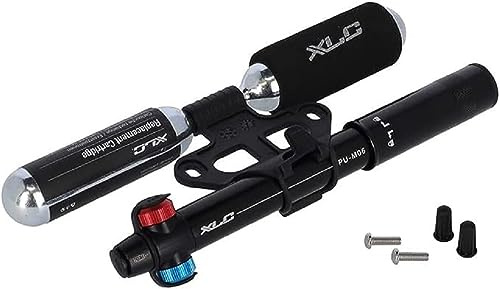 XLC PU-M06 Mini CO2 Fahrradpumpe (schwarz | inkl. 2 x 25g Patronen | DV/SV/AV)