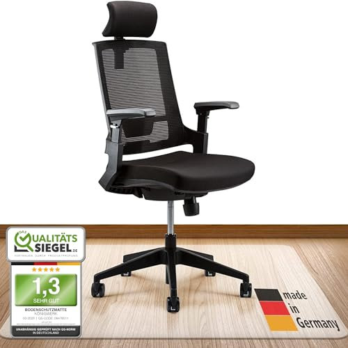 Königwerk Bodenschutzmatte Bürostuhl versch. Größen - Bürostuhl Unterlage rutschfest in milchweiß - Made in Germany - 80 x 120 cm