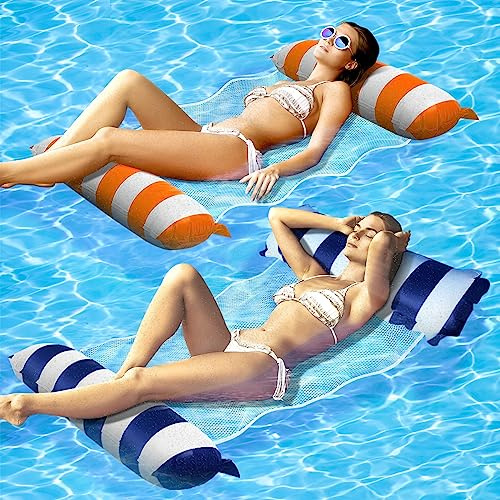 BNGXR Luftmatratze Pool, 2 Stück Aufblasbare Wasserhängematte Schwimmbett 4 in 1 Luftmatratze Pool Spielzeug Wasser Hängematte Wasserspielzeug für Erwachsene und Kinder