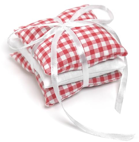 Rosmarin Duftkissen Kräuterkissen 3er Set mit je 9x9cm - rot-weiß-weiß - 100% naturrein. Rosamarinkissen
