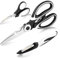 Fousenuk 3 pièces Ciseaux Cuisine, Ciseau Cuisine en Acier Inoxydable Professionnel avec Couvercle e Éplucheur, Ciseaux de Cuisine Multiusage pour Légumes, Poulet, Poisson, Viande(Noir/Blanc)
