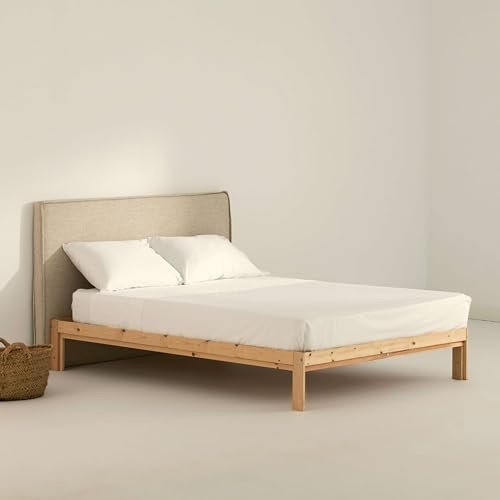 BELUM | Juego de Sábanas Satén 300 Hilos para Cama de 135 - Encimera 210x270cm - Bajera 140x200cm + 35 cm Fuelle Funda Almohada: 50x80 2 Unidades Modelo: White