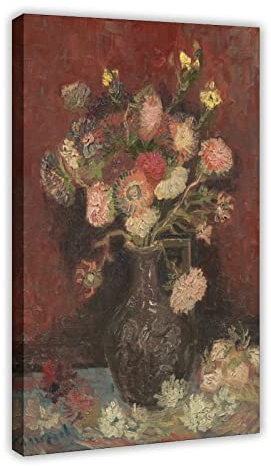 JDRC Vincent Van Gogh-Vase mit chinesischen Astern und Gladiolen (August 1886 - September 1886) Leinwand Poster Schlafzimmer Dekor Sport Landschaft Büro Zimmer Dekor Geschenkrahmen: 60 x 90 cm