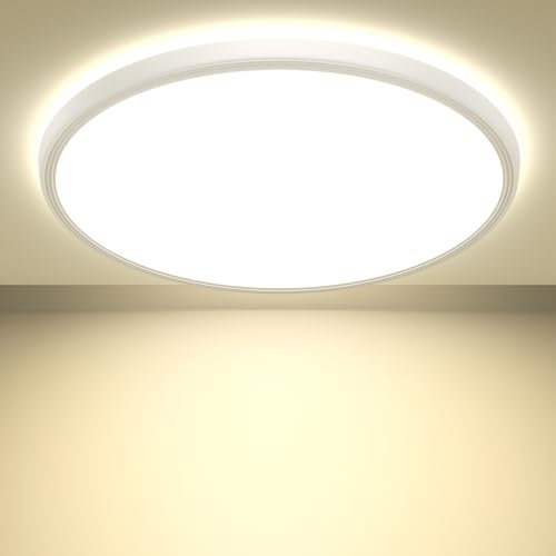 Led Deckenleuchte mit Radar Bewegungsmelder innen - 18W 2500LM Rund Flach 4000K Weiss Led Deckenlampe Bewegungsmelder Innen Lampe Decke Wandleuchte Wandlampe Sensor Licht für Flur Garage Keller Balkon